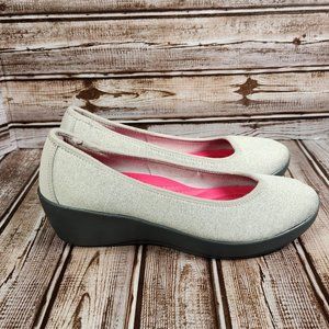 CROCS Dual Comfort Busy Day Women's 8 Heathered Gray Ballet Wedge Shoe 202856